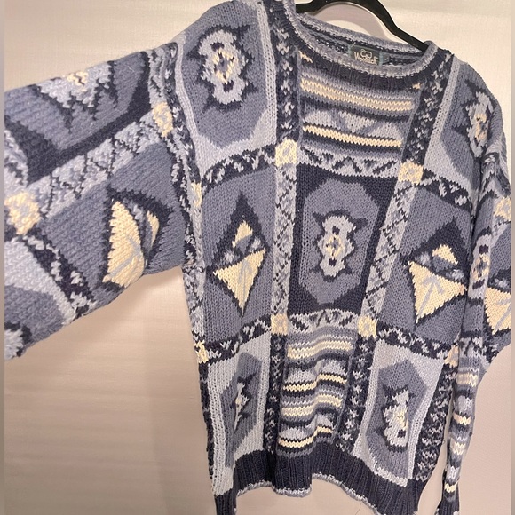 Vintage Woolrich Fair isle/ Grandpa/Nordic Style size hand knit sweater Large - Picture 1 of 5